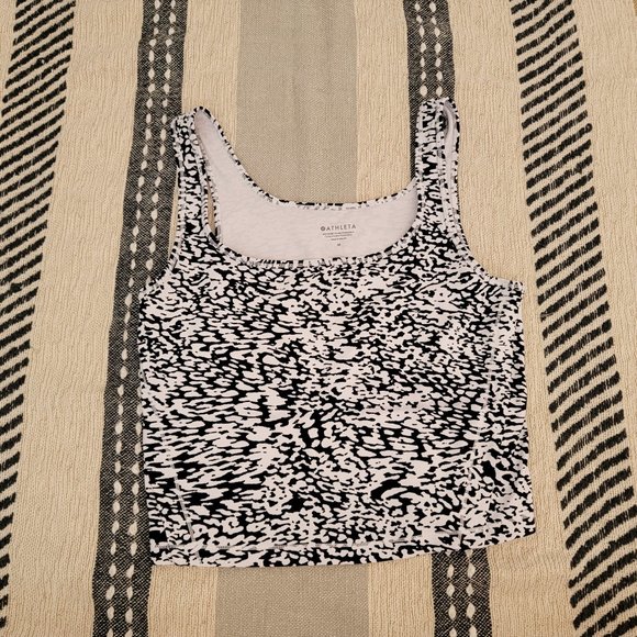 Athleta Shanti Square Neck Crop Tank M Black White Powervita Women - Picture 3 of 3